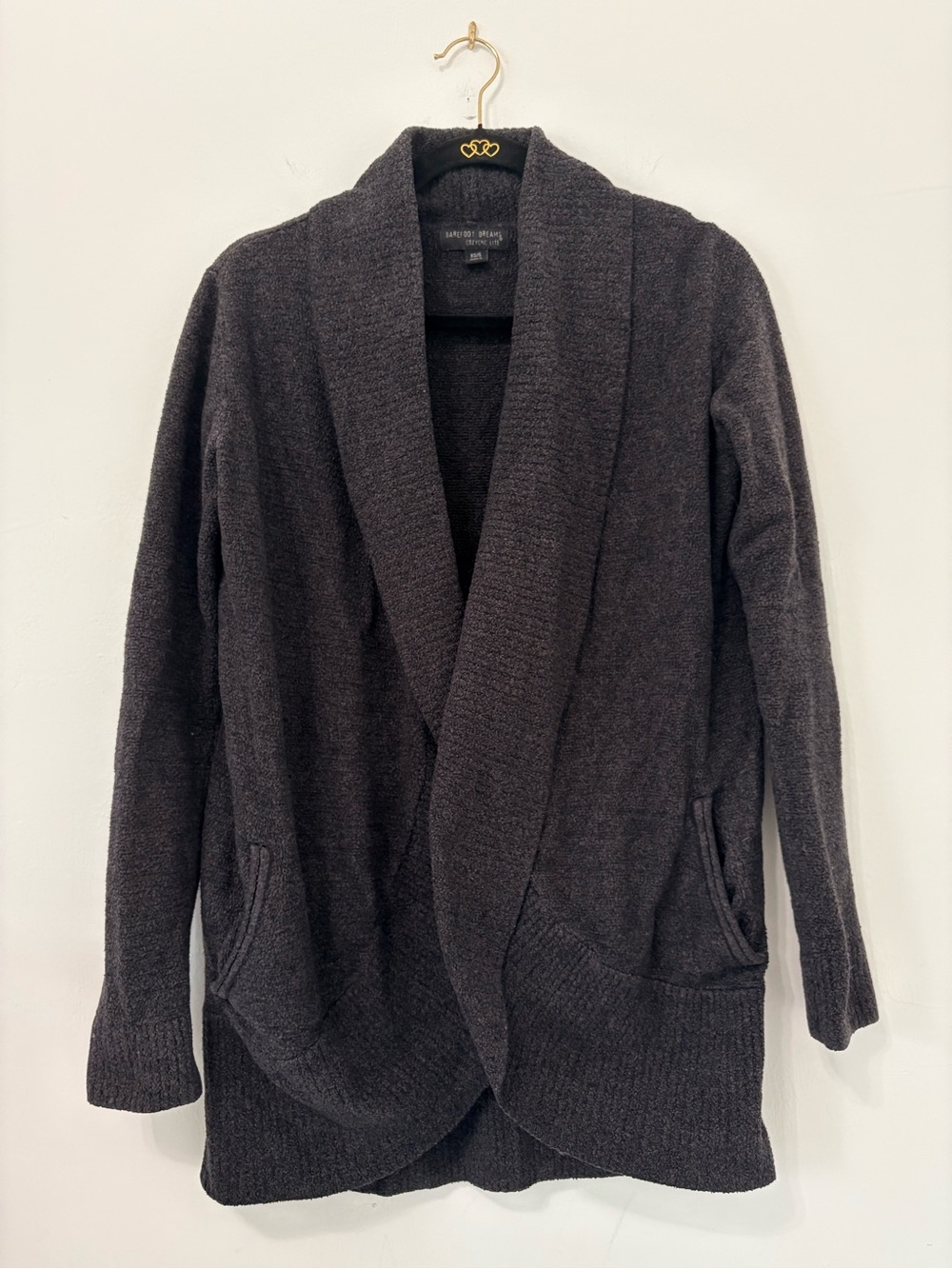 Barefoot Dreams CozyChic Lite Circle Cardigan Sz XS/S Charcoal EUC - Picture 4 of 15
